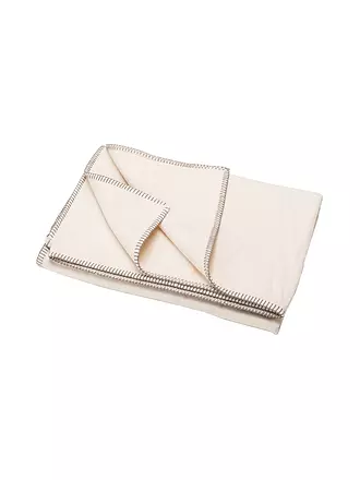 DAVID FUSSENEGGER | Coperta di flanella con punto decorativo 140x200cm (bianco grezzo) | weiss